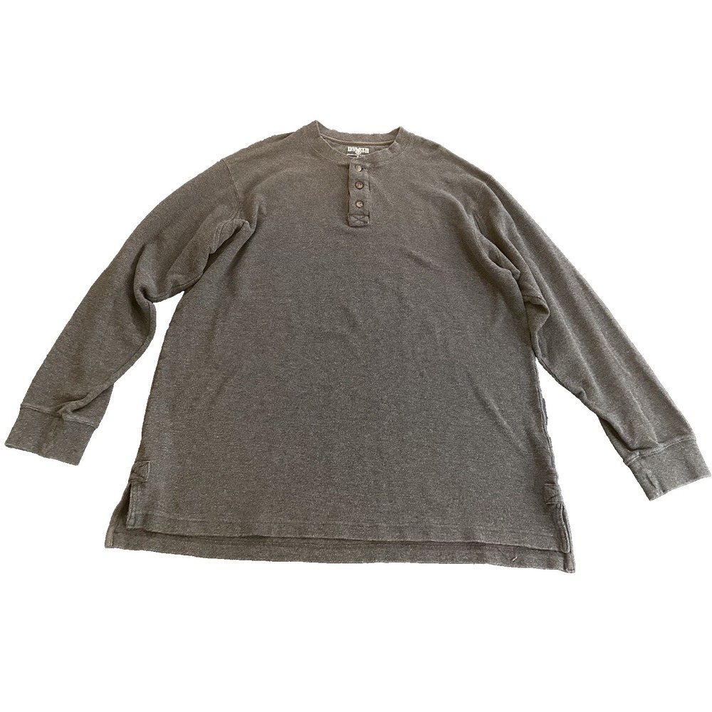 Duluth‎ Trading Co Shirt Mens Grey Waffle Thermal Henley Long Sleeve Size XL